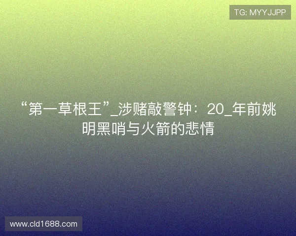 “第一草根王”_涉赌敲警钟：20_年前姚明黑哨与火箭的悲情